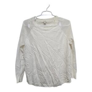 J Crew Factory Merino Wool Mesh Sleeve Sweater Medium Ivory